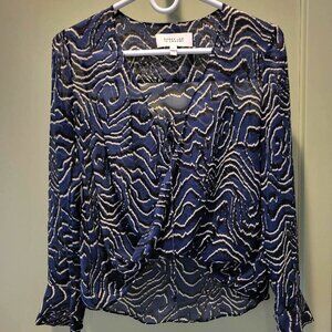 Derek Lam printed silk drape front top